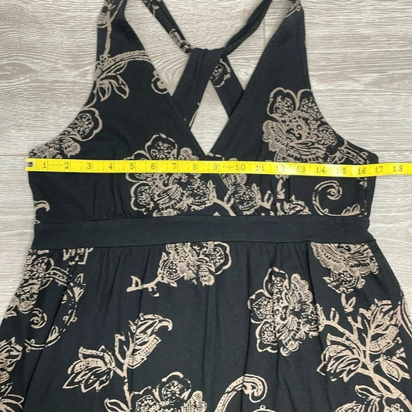 Sonoma Black and Tan Floral Sleeveless Crossback Cotton Modal Sundress PL - Picture 9 of 16